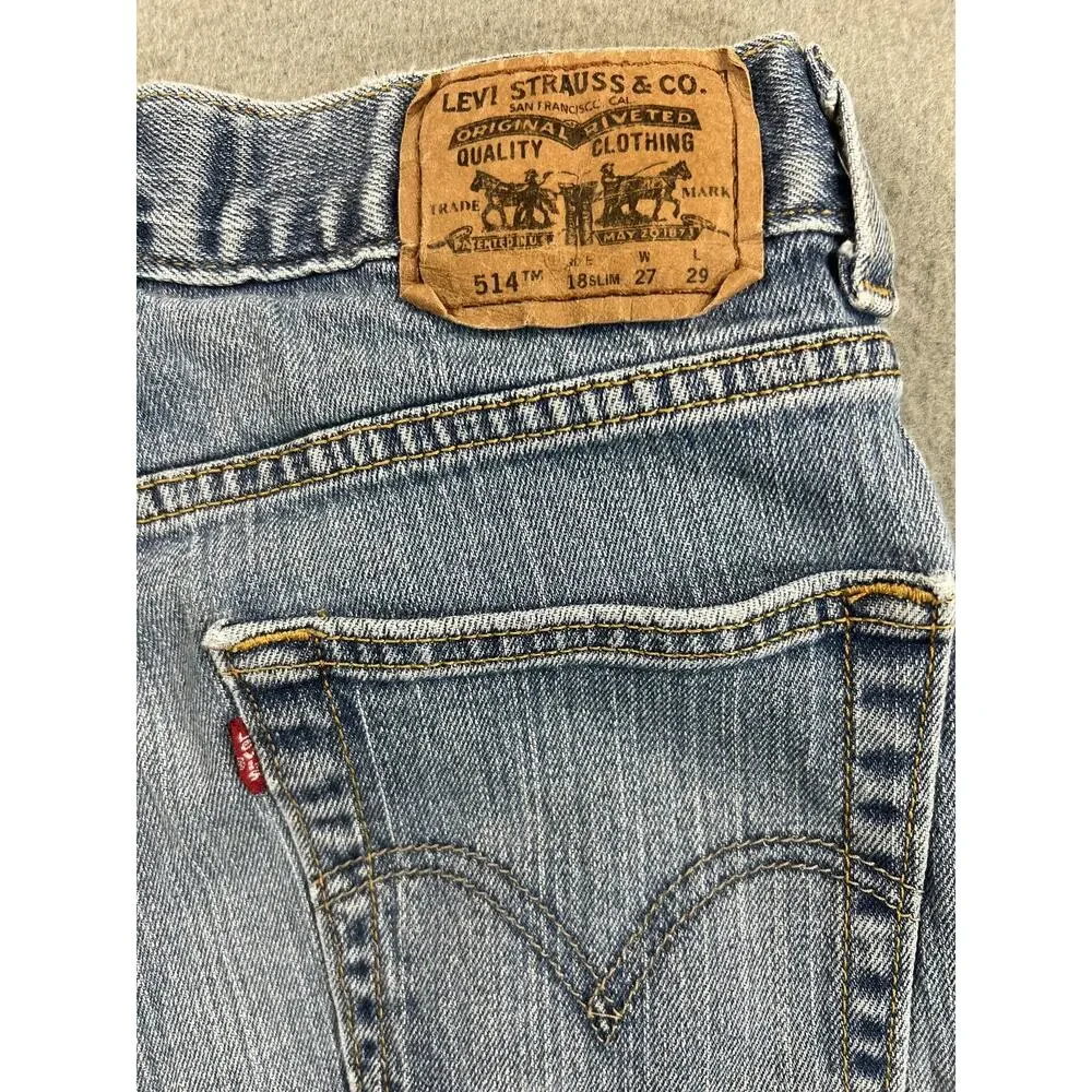 Levi's 514 Boy's Slim Fit Blue Jeans 18 Slim 27X29 Light Wash Stretch Denim
